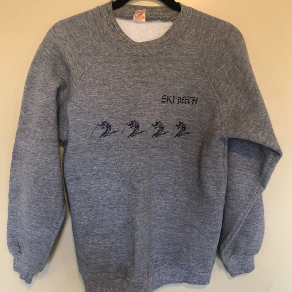 VINTAGE WOMENS 1980s COLLEGIATE PACIFIC SKI BEECH MOUNTAIN SWEATSHIRT SIZE M